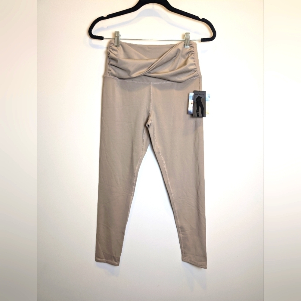 Legend Khaki Tan Beige High Waist 7/8 Length Workout Leggings Size Medium